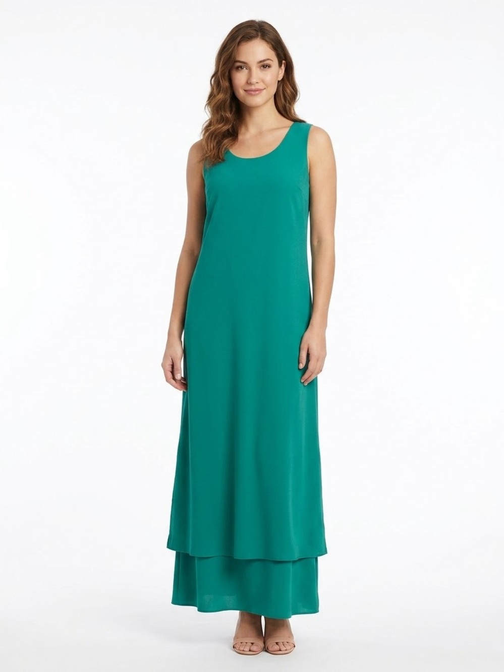 Coldwater Creek Teal Sleeveless Maxi Dress No Stretch